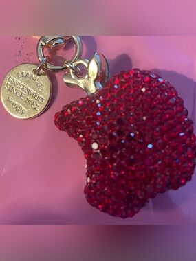 Sparkling Red Apple Keychain And Bag Charm - Gold Accent